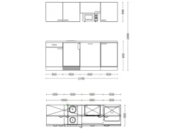 Flex-Well Exclusiv Büroküche Morena 210 cm Basaltgrau matt-San Remo Eiche hell
