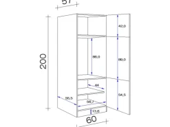 Flex-Well Exclusiv Geräteumbauschrank Vintea 60cm Magnolie matt - Lancelot Oak