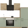 Flex-Well Exclusiv Küche 1706-005 Cara 220 cm Schilfgrün matt - Artisan Eiche