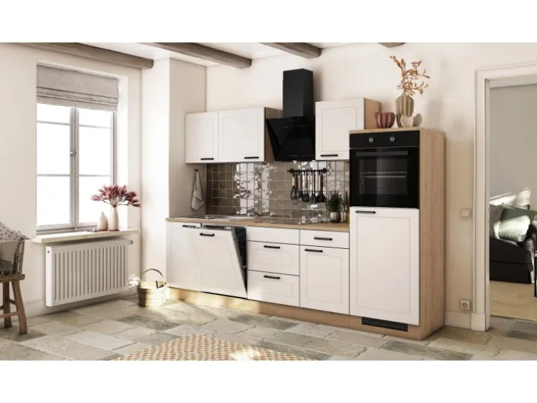 Flex-Well Exclusiv Küche 2327-019 Julia 280 cm Weiß matt-Cosmopolitan Eiche