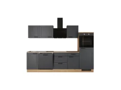 Flex-Well Exclusiv Küche 2327-019 Romeo 280 cm Anthrazit matt-Cosmopolitan Eiche
