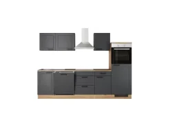 Flex-Well Exclusiv Küche 2320-016 Romeo 280 cm Anthrazit matt-Cosmopolitan Eiche