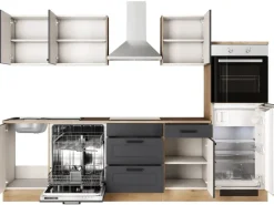 Flex-Well Exclusiv Küche 2320-016 Romeo 280 cm Anthrazit matt-Cosmopolitan Eiche