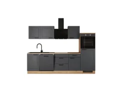 Flex-Well Exclusiv Küche 2327-000 Romeo 280 cm Anthrazit matt-Cosmopolitan Eiche
