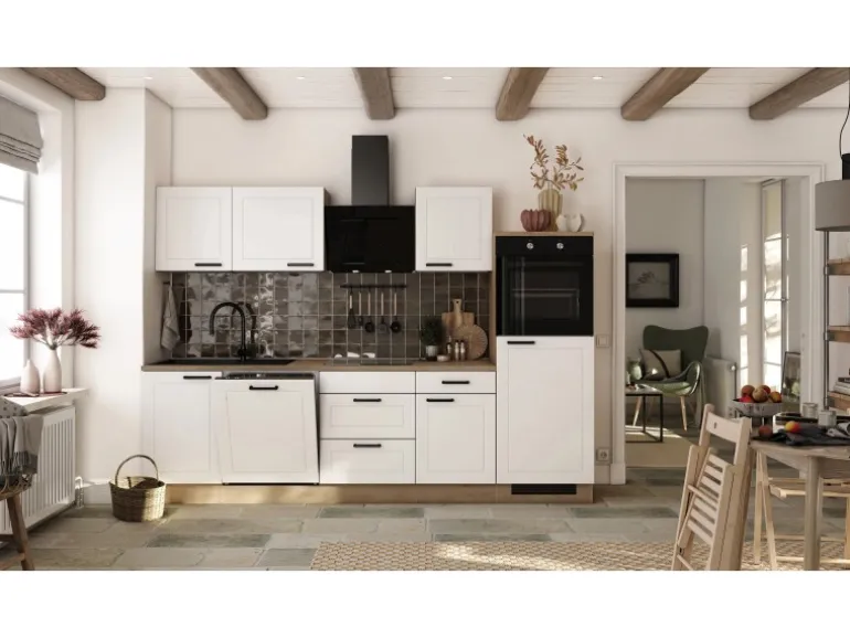 Flex-Well Exclusiv Küche Julia 280 cm ohne E-Geräte Weiß matt-Cosmopolitan Eiche