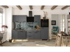 Flex-Well Exclusiv Küche Romeo 280 cm ohne E-Geräte Anthrazit matt-Cosmopolitan