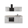 Flex-Well Exclusiv Küche 1601-005sWs Lund 210cm Lichtgrau glänzend -Rauchgrau