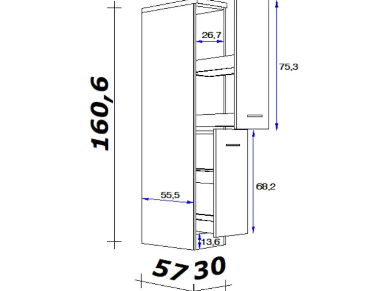 Flex-Well Exclusiv Küchen-Apothekerschrank Vintea 30cm Magnolie-Lancelot Oak
