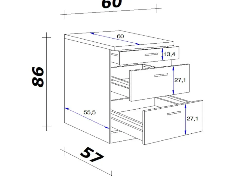 Flex-Well Exclusiv Küchen-Auszugsunterschrank Valero 60cm hgl. Weiß-Sonoma Eiche