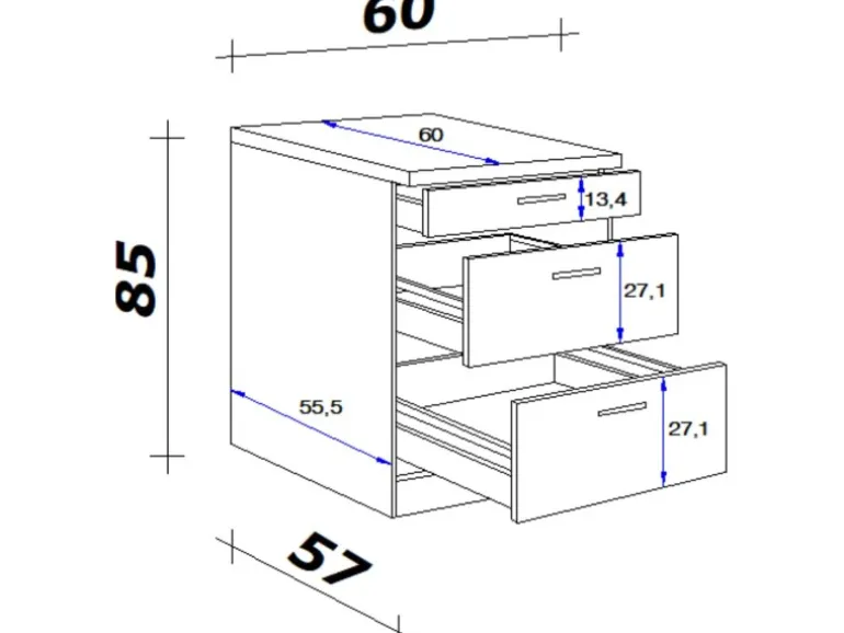Flex-Well Exclusiv Küchen-Auszugsunterschrank Vintea 60cm Magnolie-Lancelot Oak