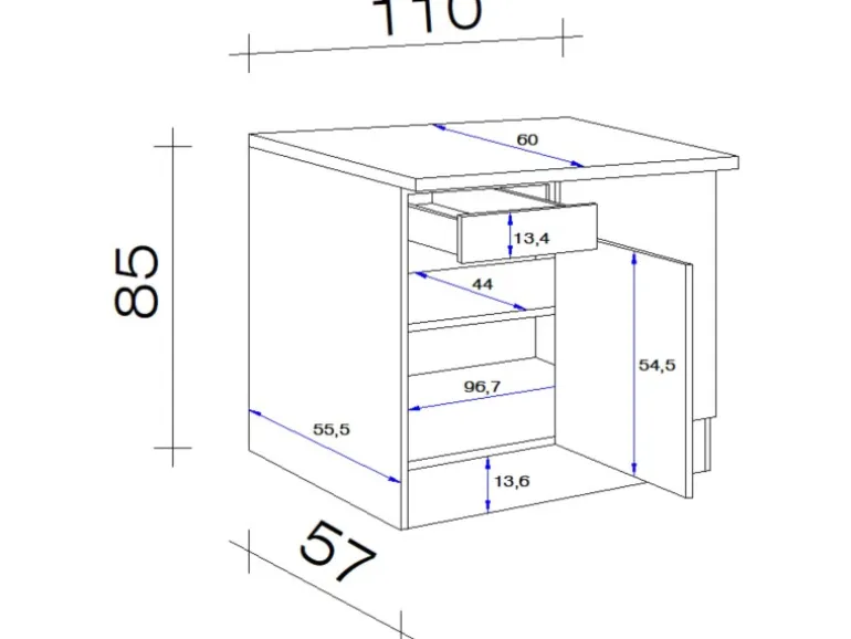 Flex-Well Exclusiv Küchen-Eck-Unterschrank Vintea 110x60cm Magnolie-Lancelot Oak