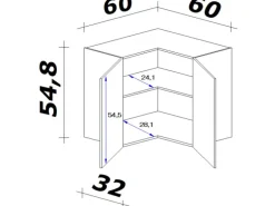 Flex-Well Exclusiv Küchen-Eck-Oberschrank Vintea 60x60cm Magnolie - Lancelot Oak