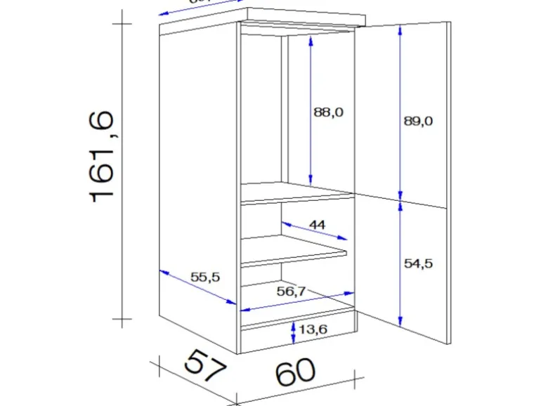 Flex-Well Exclusiv Küchen-Geräteumbauschrank Orlando 60 cm Kaschmir Glanz