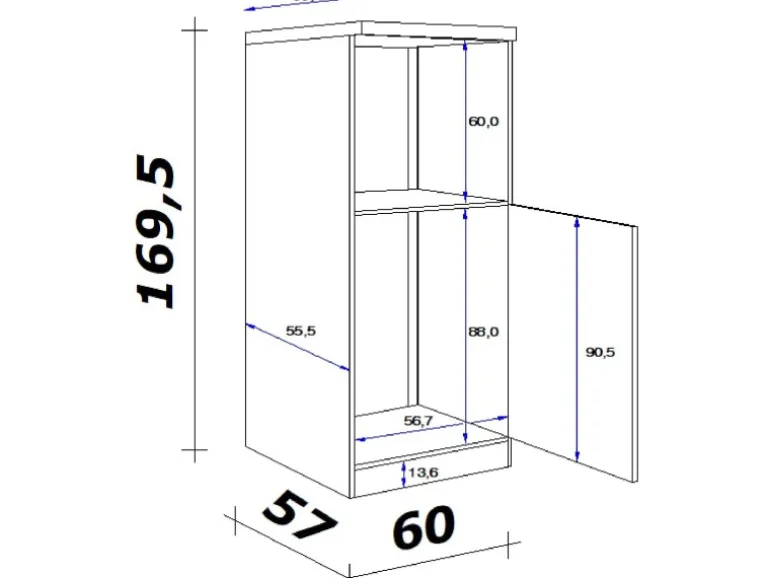 Flex-Well Exclusiv Küchen-Geräteumbauschr. Lara 60cm Anthra.-San Remo Eiche