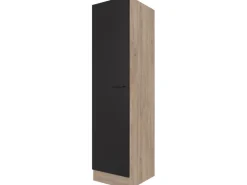Flex-Well Exclusiv Küchen-Geschirrschrank Capri 50 cm Schwarz Matt-Endgrain Oak