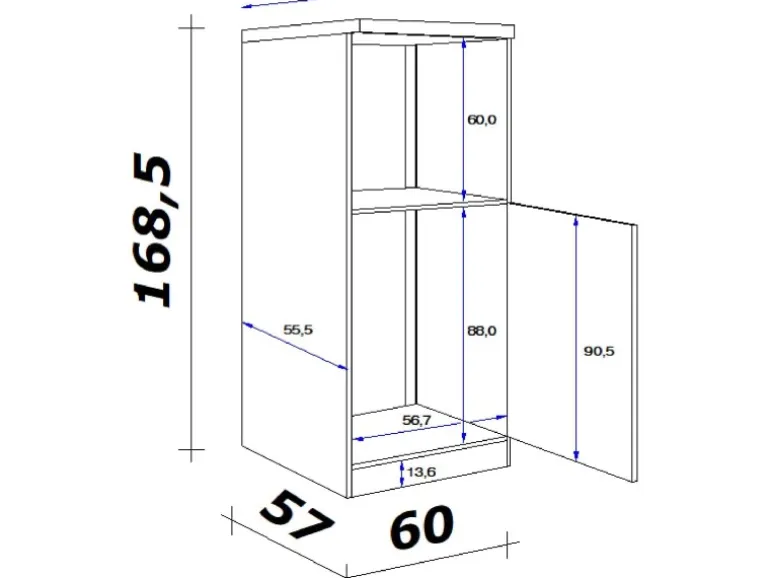 Flex-Well Exclusiv Küchen-Geräteumbauschrank Vintea 60cm Magnolie matt - O.