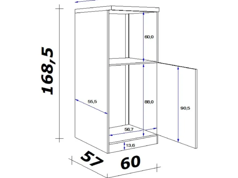 Flex-Well Exclusiv Küchen-Geräteschrank Cara 60cm (H169cm) Schilfgrün-Artisan