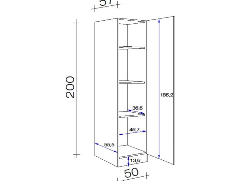 Flex-Well Exclusiv Küchen-Geschirrschrank Lara 50 cm Anthrazit-San Remo Eiche