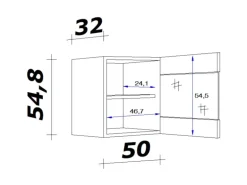 Flex-Well Exclusiv Küchen-Glas-Oberschrank Cara 50cmx55cm Artisan Eiche