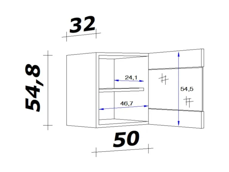 Flex-Well Exclusiv Küchen-Glas-Oberschrank Cara 50cmx55cm Artisan Eiche