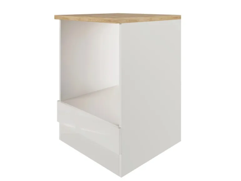 Flex-Well Exclusiv Küchen-Herdumbauschrank Lund 60 cm Lichtgrau glänzend