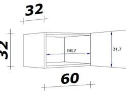 Flex-Well Exclusiv Küchen-Kurz-Hängeschrank Valero 60 cm x 32 cm Hochglanz Weiß