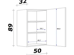 Flex-Well Exclusiv Küchen-Oberschrank Cara 50x 89cm Artisan Eiche Nachbildung