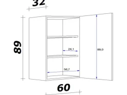 Flex-Well Exclusiv Küchen-Oberschrank Valero 60x89cm Hochglanz Weiß-Sonoma Eiche