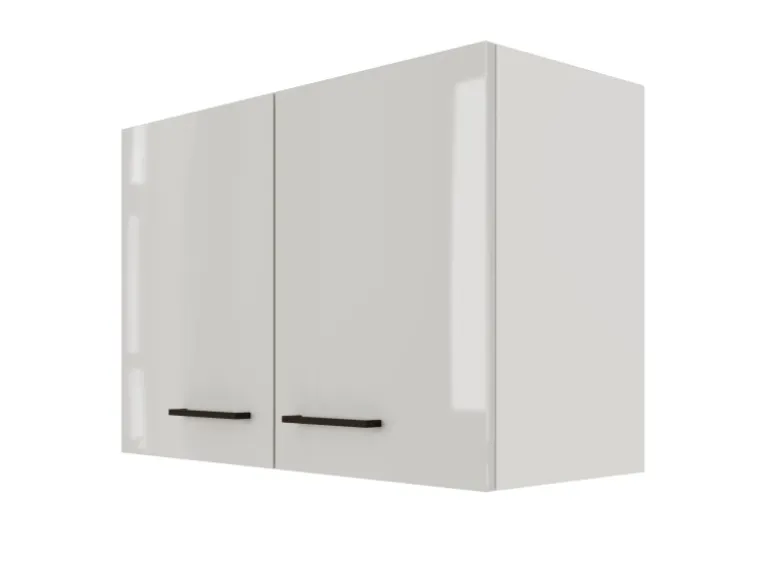 Flex-Well Exclusiv Küchen-Oberschrank Lund 80x55cm Lichtgrau glänzend-Rauchgrau