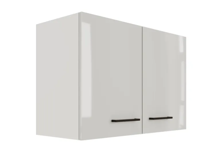 Flex-Well Exclusiv Küchen-Oberschrank Lund 80x55cm Lichtgrau glänzend-Rauchgrau