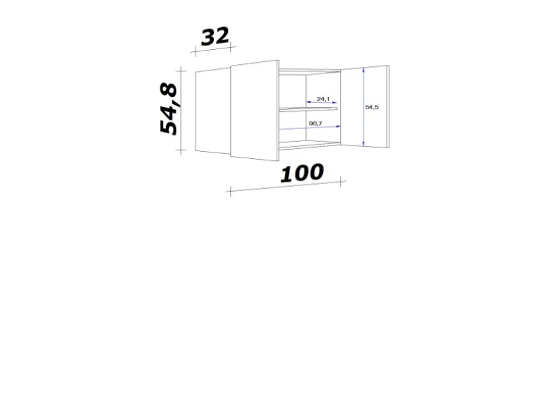 Flex-Well Exclusiv Küchen-Oberschrank Lund 100x55cm Lichtgrau glänzend-Rauchgrau