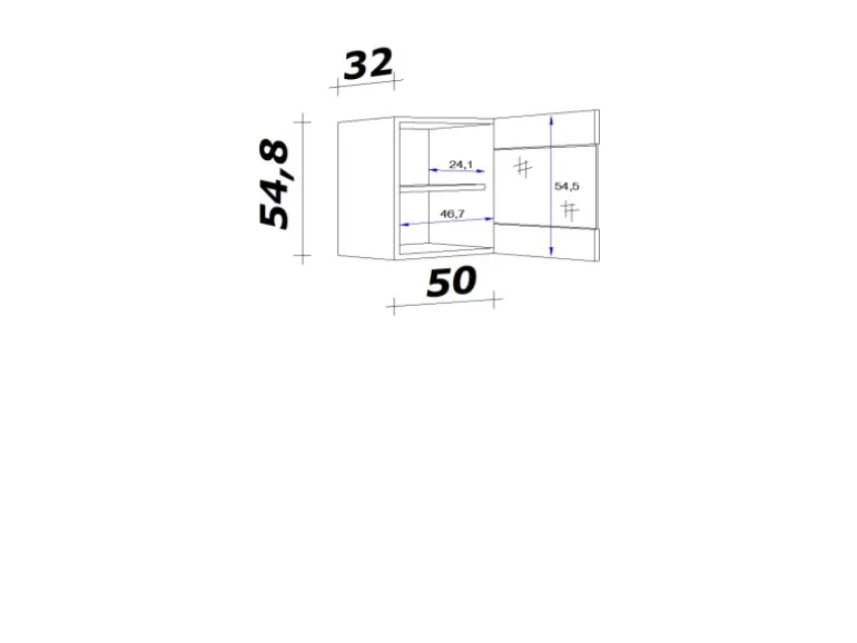 Flex-Well Exclusiv Küchen-Oberschrank Lund 50x55cm-Lichtgrau glänzend-Milchglas