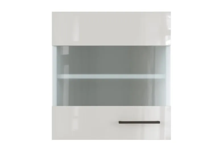 Flex-Well Exclusiv Küchen-Oberschrank Lund 50x55cm-Lichtgrau glänzend-Milchglas
