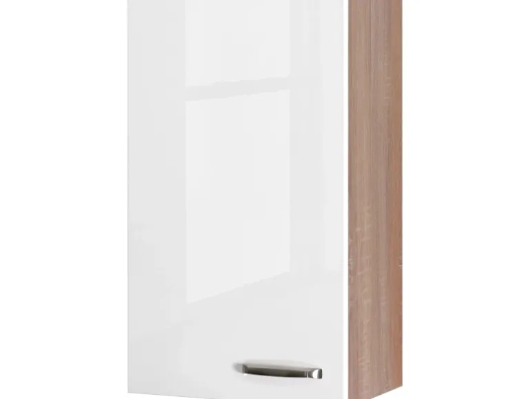 Flex-Well Exclusiv Küchen-Oberschrank Valero 50x89cm Hochglanz Weiß-Sonoma Eiche