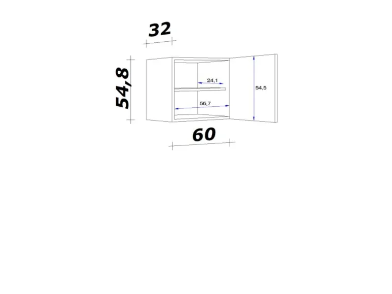 Flex-Well Exclusiv Küchen-Oberschrank Lund 60x55cm Lichtgrau glänzend-Rauchgrau
