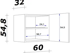 Flex-Well Exclusiv Küchen-Oberschrank Valero 60x55cm Hochglanz Weiß-Sonoma Eiche