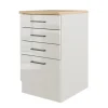 Flex-Well Exclusiv Küchen-Schubkastenschrank Lund 50cm Lichtgrau glänzend