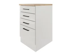 Flex-Well Exclusiv Küchen-Schubkastenschrank Lund 50cm Lichtgrau glänzend