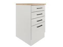 Flex-Well Exclusiv Küchen-Schubkastenschrank Lund 50cm Lichtgrau glänzend