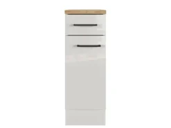 Flex-Well Exclusiv Küchen-Unterschrank Lund 30 cm Lichtgrau glänzend-Rauchgrau