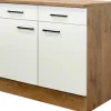 Flex-Well Exclusiv Küchen-Unterschrank Vintea 100cm Magnolie matt - Lancelot Oak