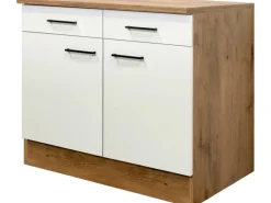 Flex-Well Exclusiv Küchen-Unterschrank Vintea 100cm Magnolie matt - Lancelot Oak