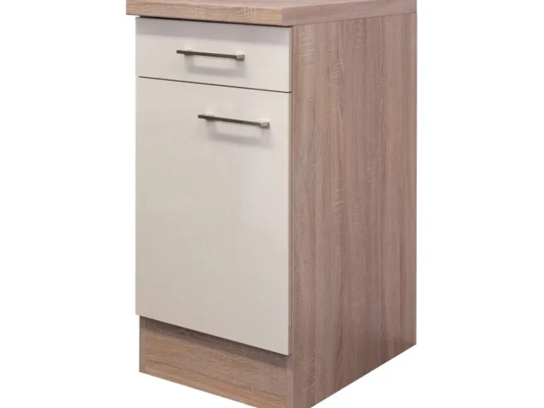 Flex-Well Exclusiv Küchen-Unterschrank Orlando 40 cm Kaschmir Glanz-Sonoma Eiche