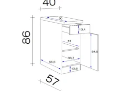 Flex-Well Exclusiv Küchen-Unterschrank Orlando 40 cm Kaschmir Glanz-Sonoma Eiche