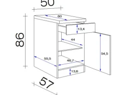 Flex-Well Exclusiv Küchen-Unterschrank Orlando 50 cm Kaschmir Glanz-Sonoma Eiche