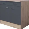 Flex-Well Exclusiv Küchen-Unterschrank Morena 80cm Basaltgrau-San Remo Eiche