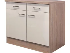 Flex-Well Exclusiv Küchen-Unterschrank Orlando 100cm Kaschmir Glanz-Sonoma Eiche
