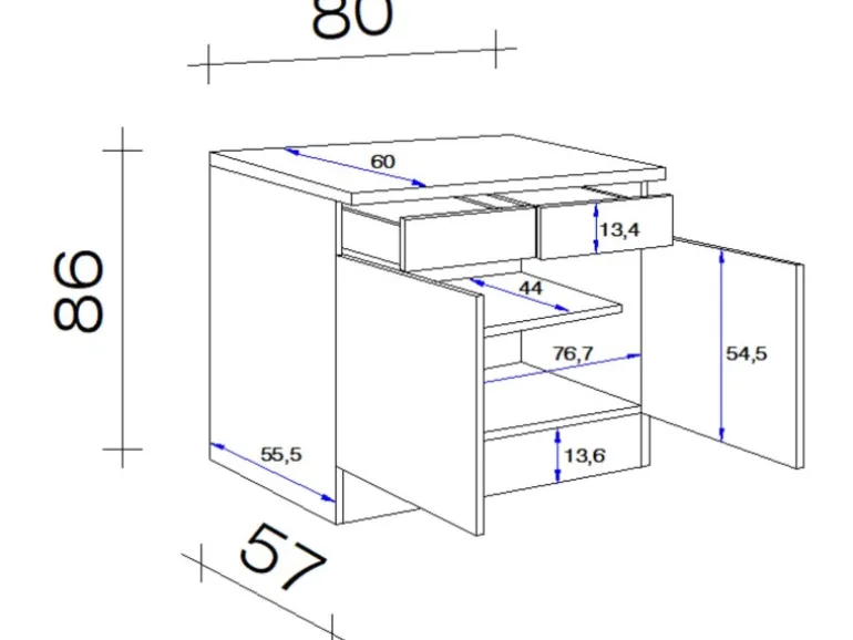 Flex-Well Exclusiv Küchen-Unterschrank Orlando 80 cm Kaschmir Glanz-Sonoma Eiche