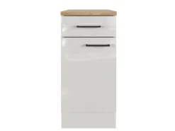 Flex-Well Exclusiv Küchen-Unterschrank Lund 40 cm Lichtgrau glänzend-Rauchgrau