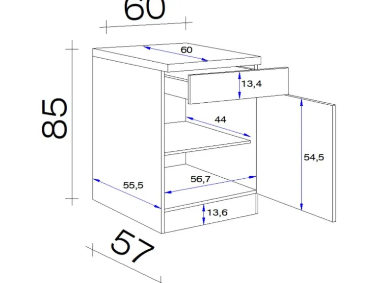Flex-Well Exclusiv Küchen-Unterschrank Cara 60cm Schilfgrün matt - Artisan Eiche
